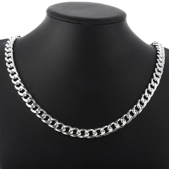Awesome Large 22 Inch Cuban Link Chain 10mm Wide, Stamped 925 Sterling Silver - Picture 7 of 7